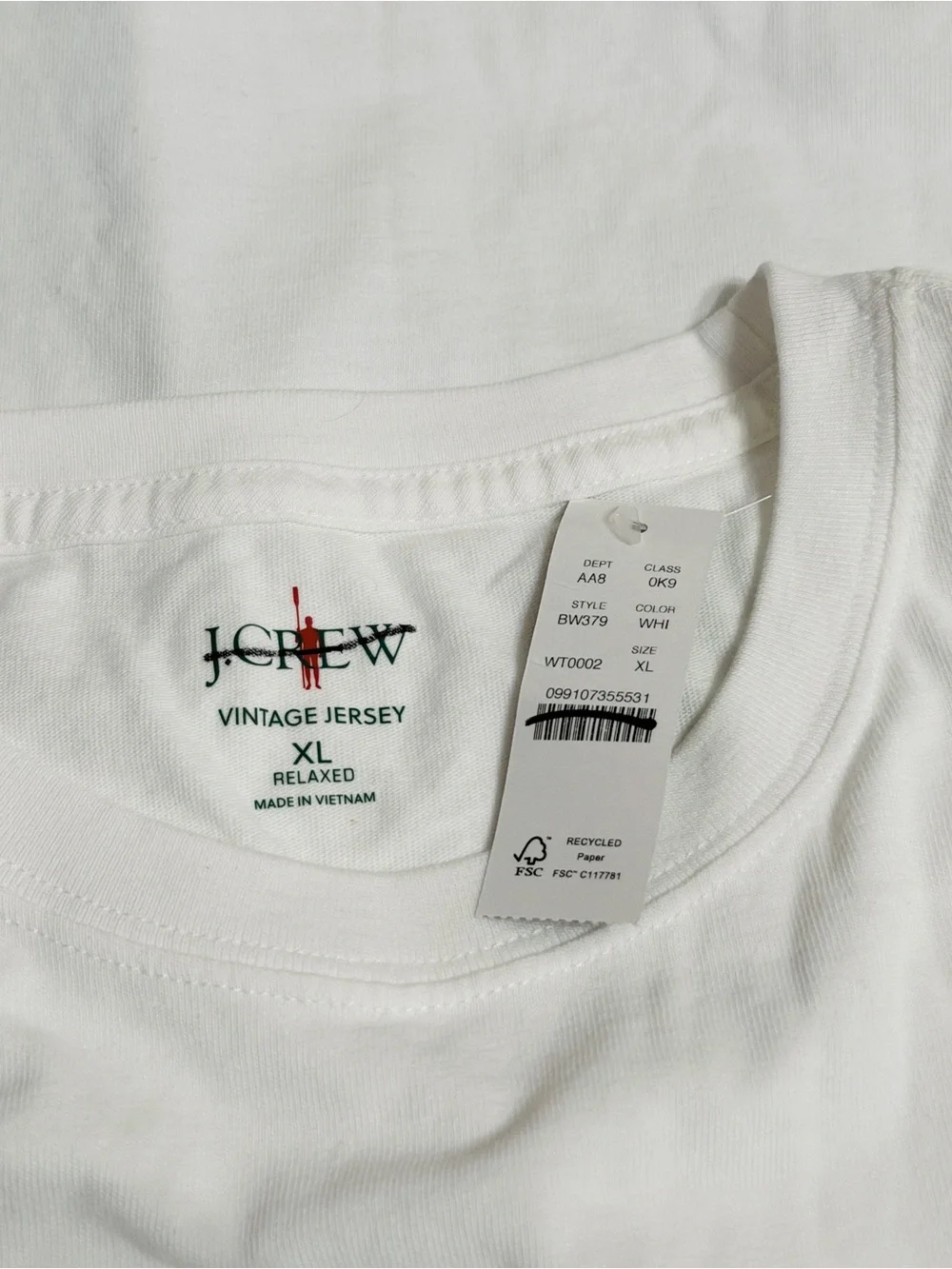 J.Crew Vintage-wash cotton pocket T-shirt size XL NWT